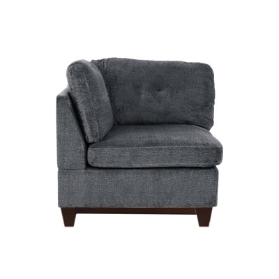 Ash Grey Chenille Fabric Contemporary Corner Wedge With Modular Legs And Cushion Back Wooden For Living Room