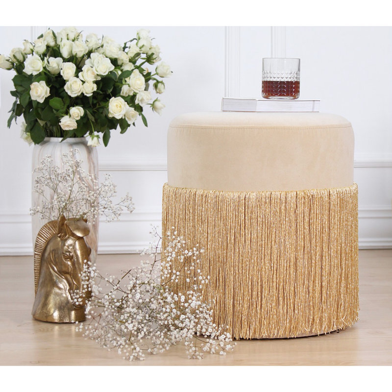 Pouf en velours luxueux, couleur or, 15,7 po x 17,7 po | Housse 100% velours, pieds cachés recouverts de PVC de 2,4 pouces | Éponge orthopédique (6 cm d'épaisseur, 35 po) | Décor élégant et moderne, supporte jusqu'à 330 lb