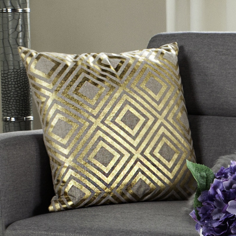 Lisajo Sequined Feather Linen Throw Pillow, 18" x 18", Silver