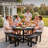 Outdoor Round Metal Picnic Table Dining Set-1862443928