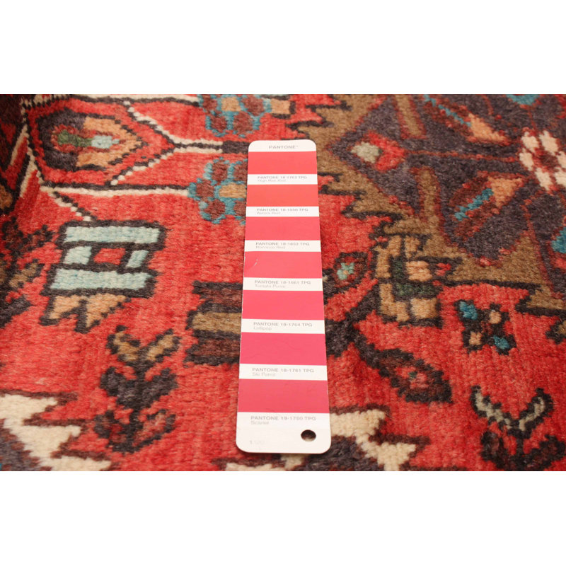 Tapis rouge en laine noué à la main 3 pi 3 po x 9 pi 6 po Anadol