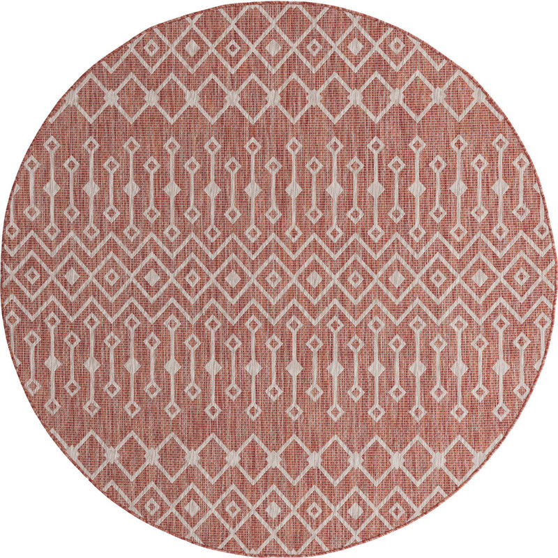Tapis d'extérieur Preen couleur rouille, Rond 7 pi 10 po