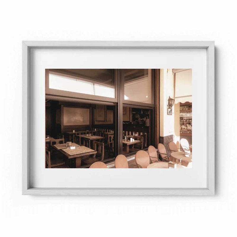 Café Como Print by Joseph Regan, 14" H x 16" W x 0.75" D, White