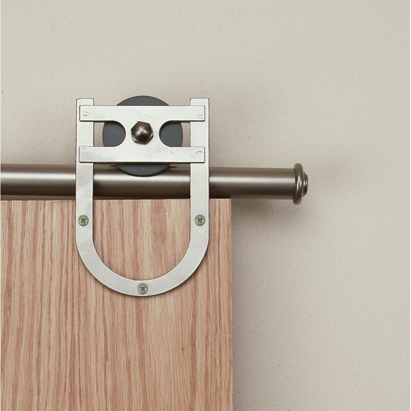 Ensemble de quincaillerie de porte de grange à porte simple Horseshoe, Nickel satiné