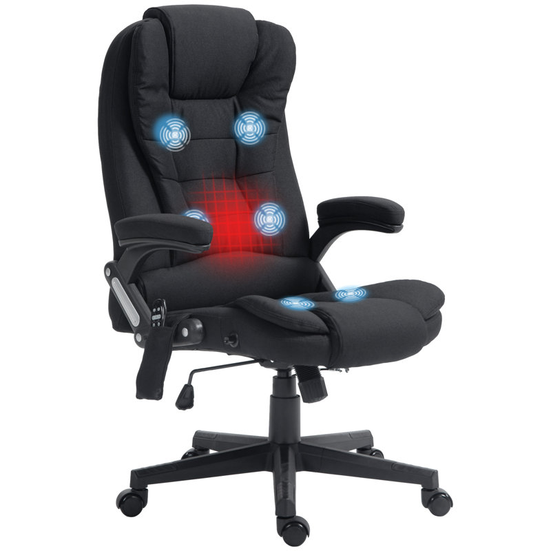 Chaise de bureau massante, chaise de bureau inclinable à haut dossier, chaises à roulettes, chaises roulantes, Black