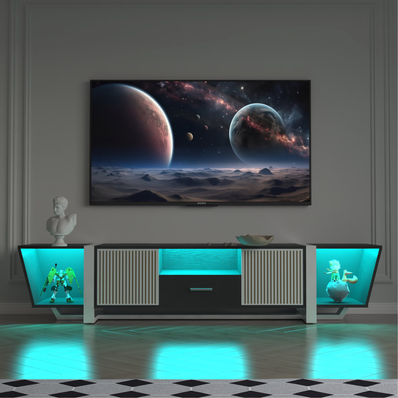 LED TV Stand With Remote Control And Multiple Modes Changing Lights