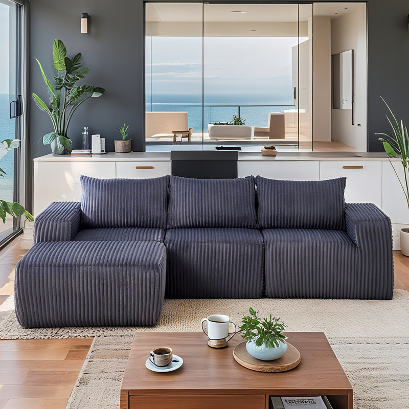 Canapé modulaire Modern, Velours côtelé gris foncé
