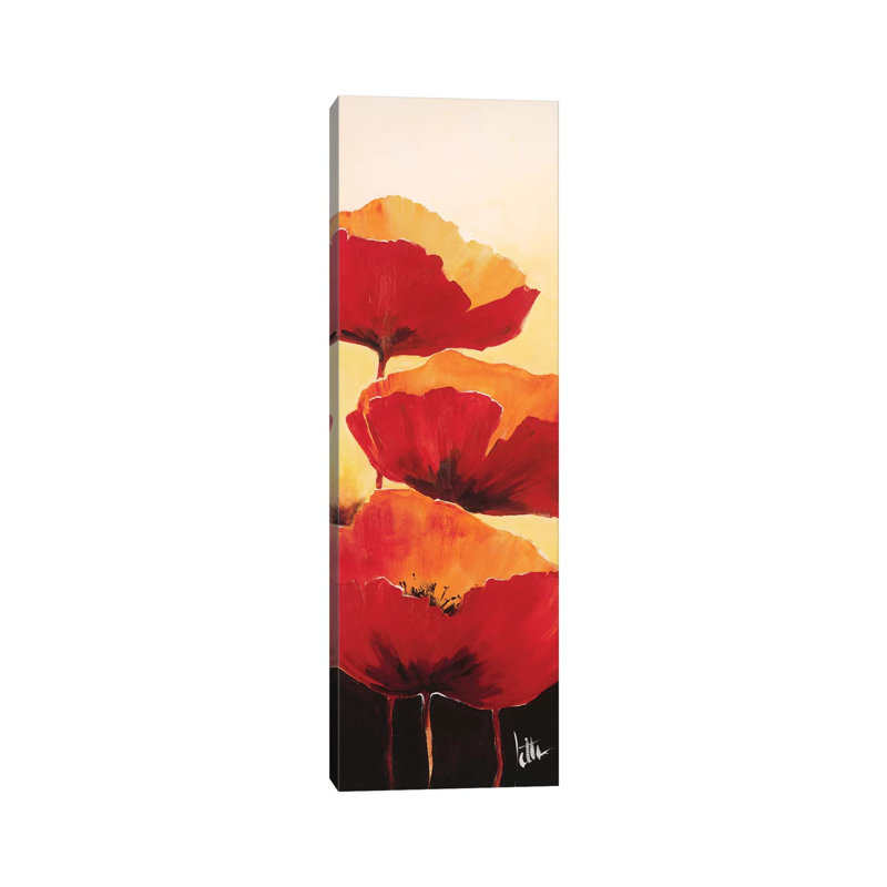 Three Red Poppies I by Jettie Roseboom - Wrapped Canvas Panoramic Print, 121.92 cm H x 40.64 cm W x 1.91 cm D