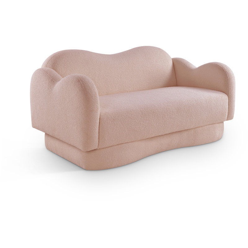 Causeuse Redwan, Tissu rose en fausse peau de mouton