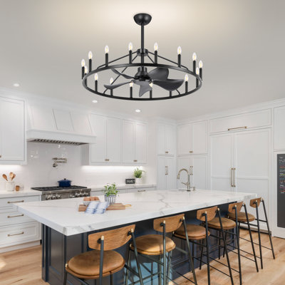 41-Inch Wagon Wheel Chandelier Fan