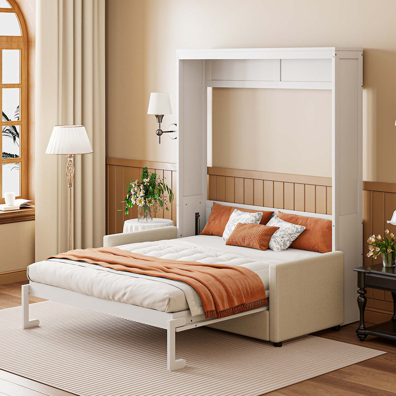 Lit escamotable double pleine grandeur avec coussin