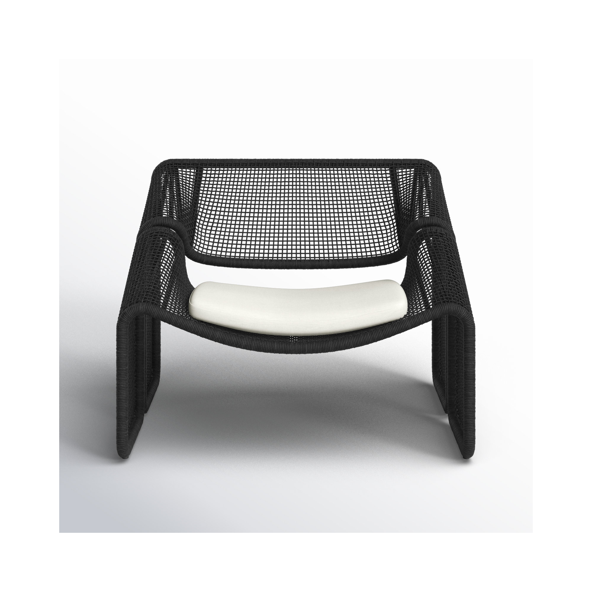 Aliza Wicker Outdoor Lounge Chair, Ivory/Faux Black Hyacinth