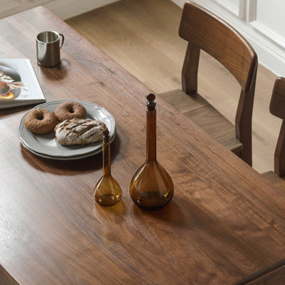 62.99"Minimalist Vintage Black Walnut Rectangular Wooden Dining Table