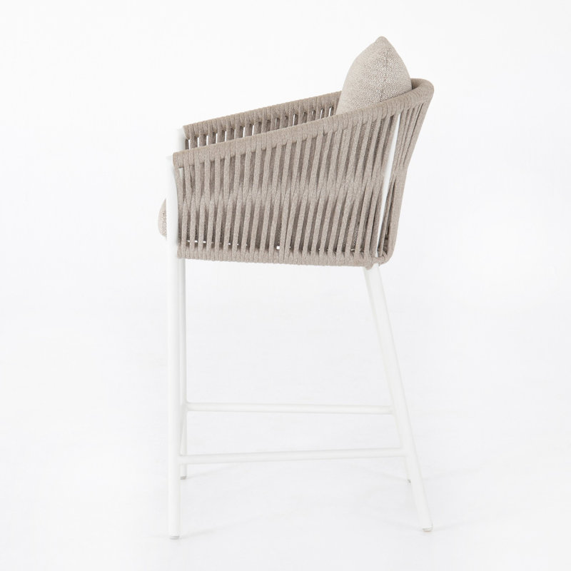 Porto Patio Bar Stool, 26.5", Faye Sand, White