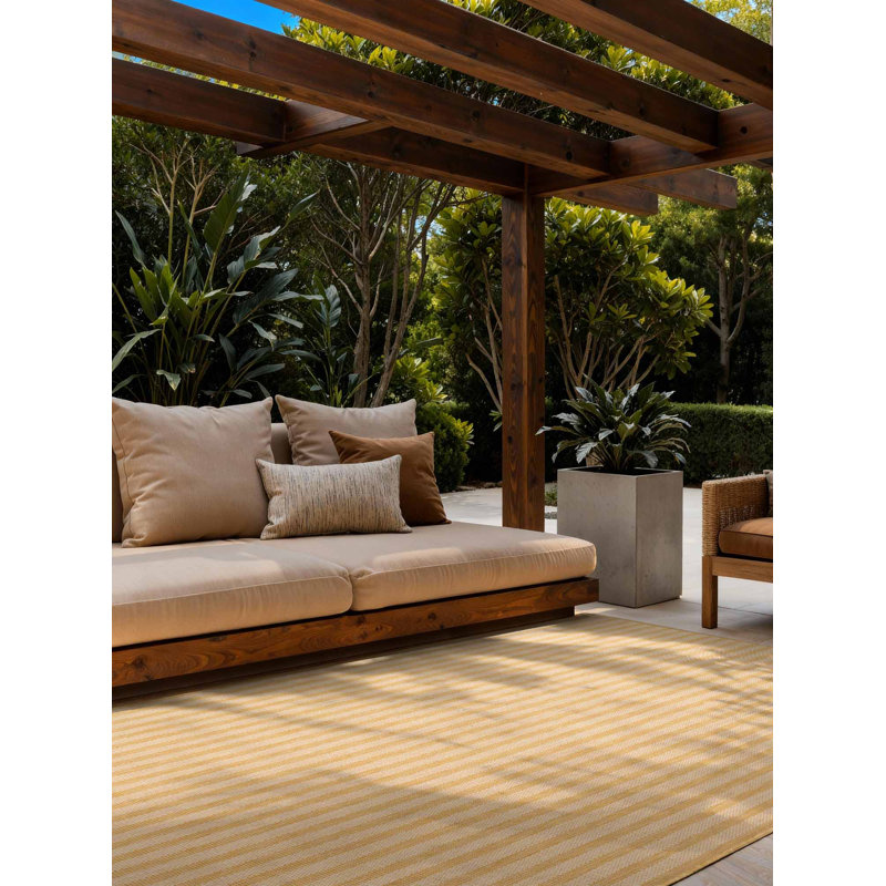 Destyn Striped Indoor / Outdoor Area Rug, Rectangle 120 x 170 cm, Tan