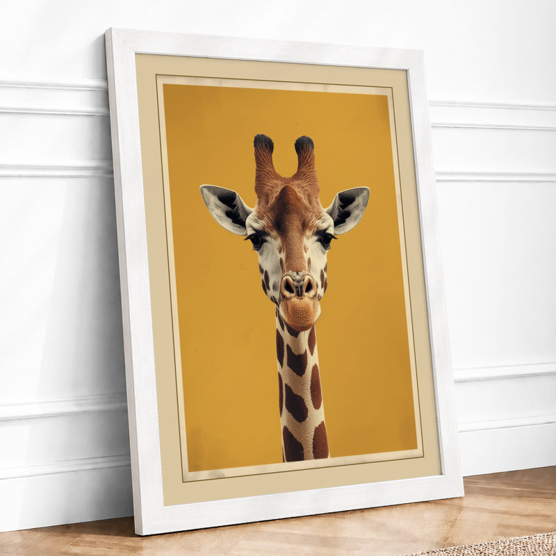 Giraffe Portrait Modern - Framed Print, A4 - 29.7 x 21.0 cm, White