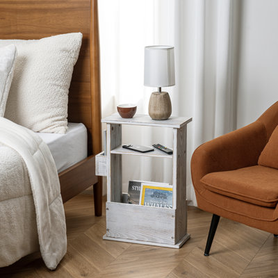 Hopedale Solid Wood Floor Shelf End Table with Storage