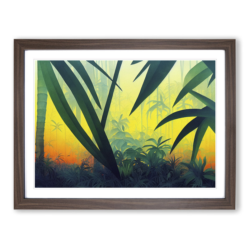 Jungle Vol.4 - Single Picture Frame Painting, 25cm H x 34cm W x 2cm D, Walnut