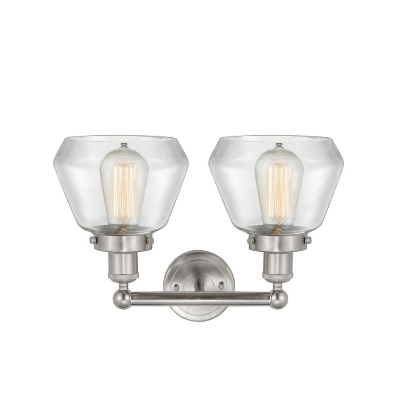 Éclairage pour salle de bain à 2 lumières à intensité variable Rivka, Transparent, Nickel satiné brossé
