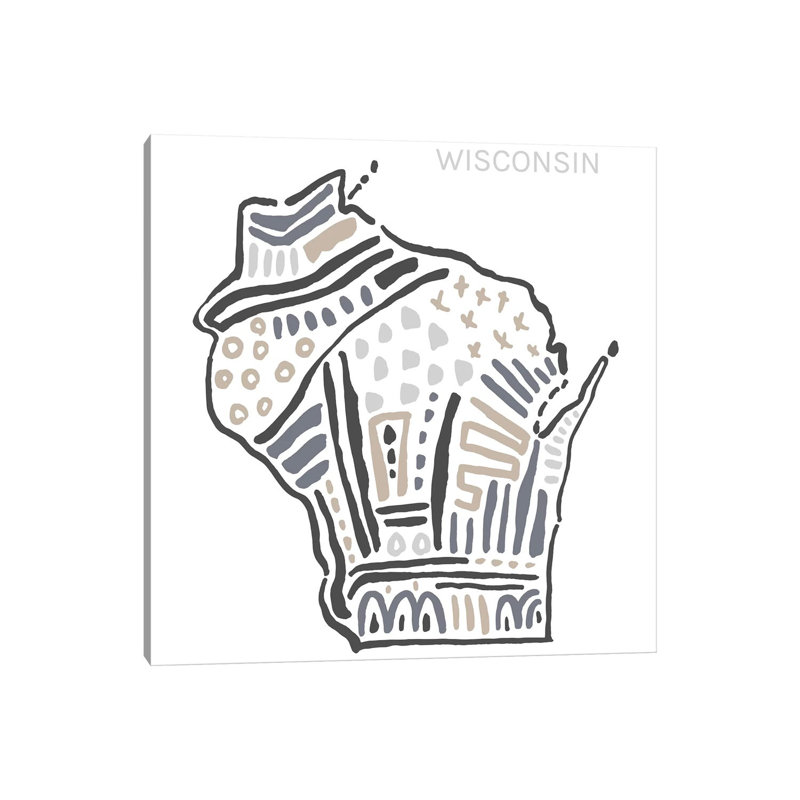 Wisconsin par déclaration biens - peinture sur toile tendue, H 12 po x l 12 po x P 0,75 po