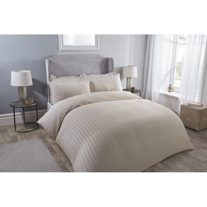 Lederer Polyester Solid Colour Duvet Cover Set with Pillowcases, Double - 2 Standard Pillowcases, Natural