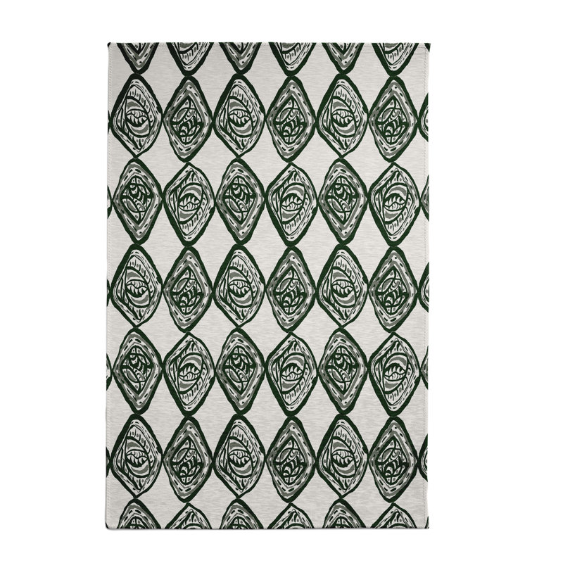 Tapis géométrique vert foncé, Rectangle 4 pi x 6 pi