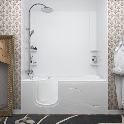 Stream 59.6'' x 30'' Walk-in Whirlpool Bathtub