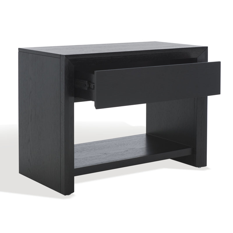 Darnell Wood 1 Drawer Nightstand, Black