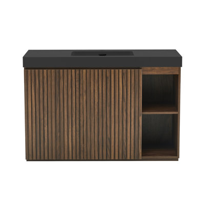 Meuble-lavabo de salle de bain avec lavabo, grand meuble-lavabo de salle de bain autoportant, lavabo une pièce sans drain ni robinet
