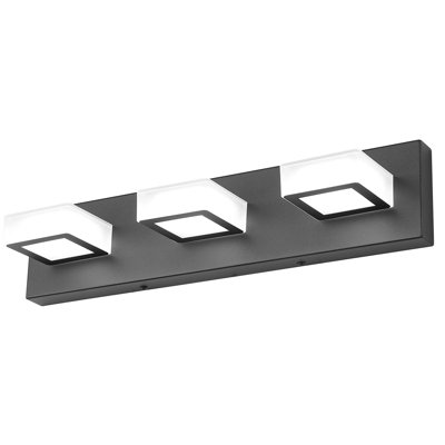 Luminaires de salle de bain à DEL modernes et noirs à 3 lumières en acrylique