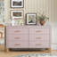 Commode double 6 tiroirs en blanc, rangement moderne Alesia avec poignées en métal et pieds en bois massif, organisateur en bois robuste pour enfants et adultes-128515041