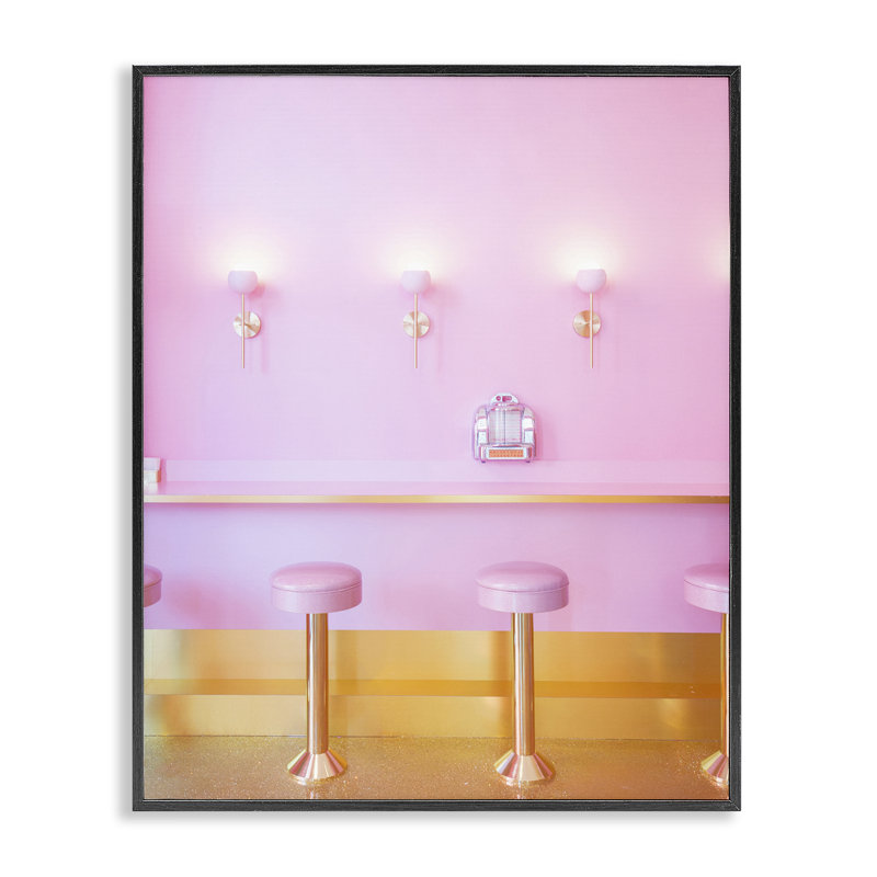 Giclée encadrée rose, dessiné par Lish Creative, H 14 po x l 11 po, Giclée encadrée noir minuit