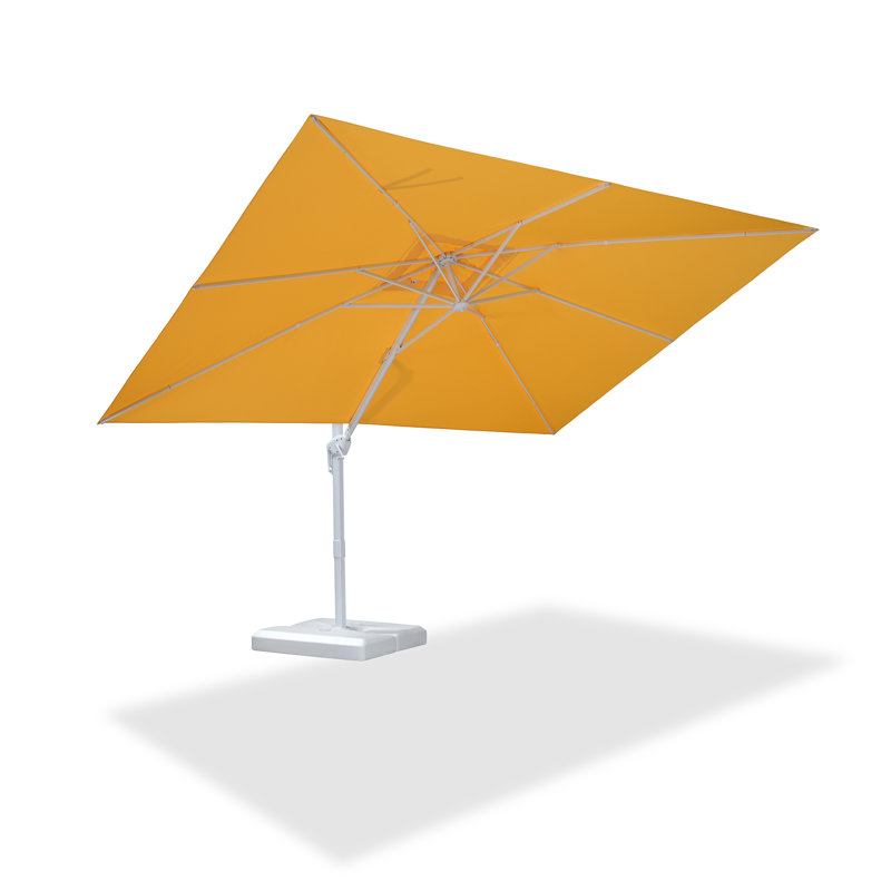 Grand parapluie rectangulaire en porte-à-faux économique avec mât blanc 9 pi x 11 pi Rossanna, Marine