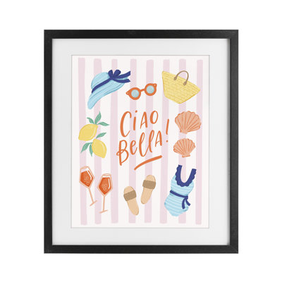Summer Ciao Bella Framed Print Under Glass, design by Sandra Picco