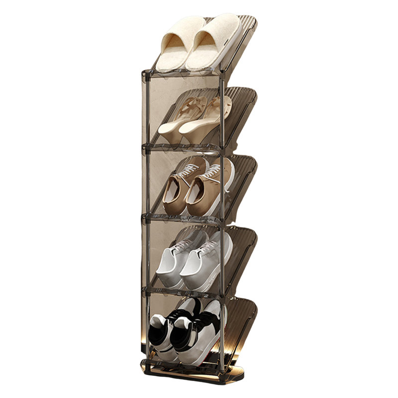 1 ensemble de range-chaussures à 2 niveaux à 3/4 et 45 degrés de porte d'entrée, Gris