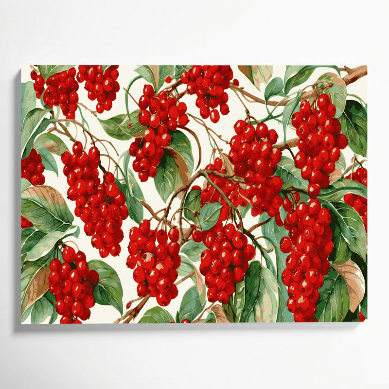 Fruit Arbutus Berry Red Canvas Wall Art, 12" H x 18" W