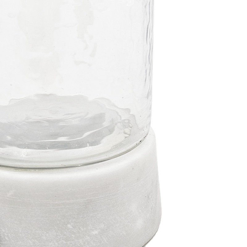 Doma Glass Stone Candle Holders - Set of 6 - Clear/White
