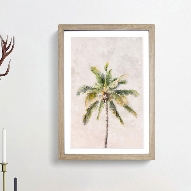 Cuban Palm Tree - Picture Frame Painting Print, Oak Framed, 63cm H x 45cm W x 2cm D