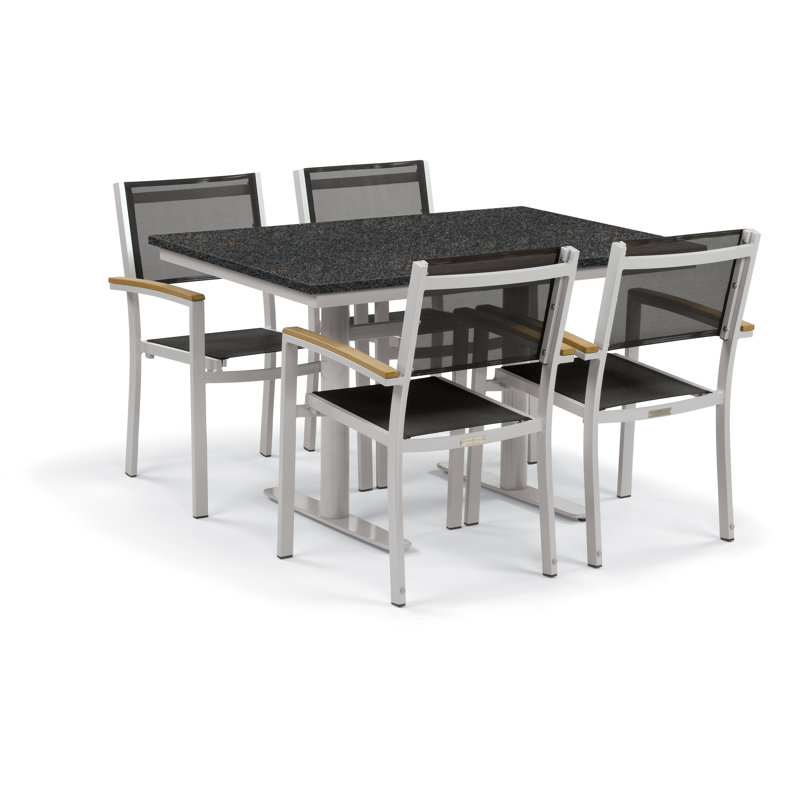 Travira Outdoor 5 - Piece Dining Set, Black, Natural, Charcoal