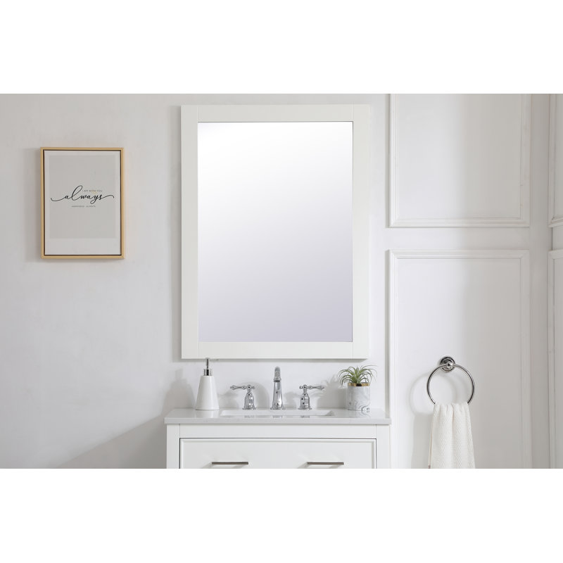 Miroir de salle de bain moderne et contemporain Metcalfe, 36 po x 27 po, Blanc