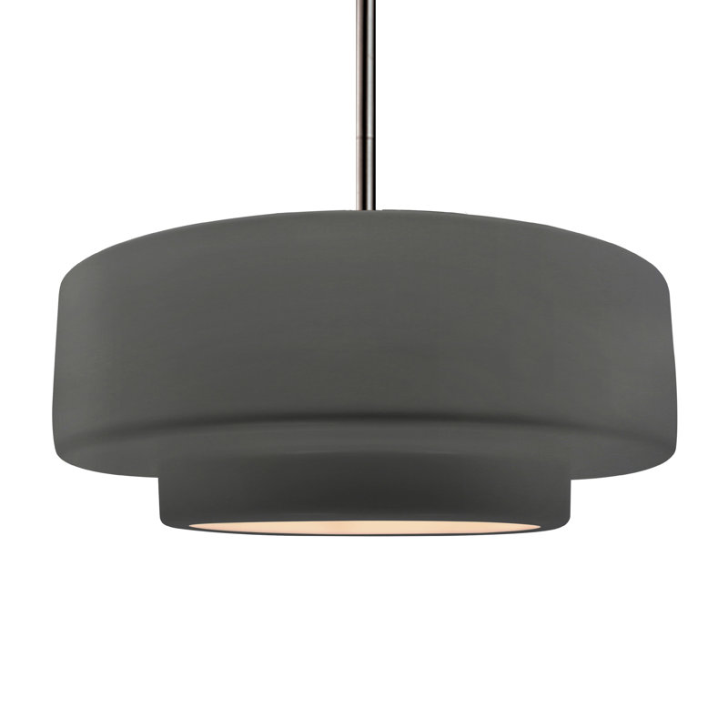 Luminaire suspendu à 1 lumière Meydan, Noir mat carbone, H 6 po x l 16,25 po x P 16,25 po, Nickel brossé