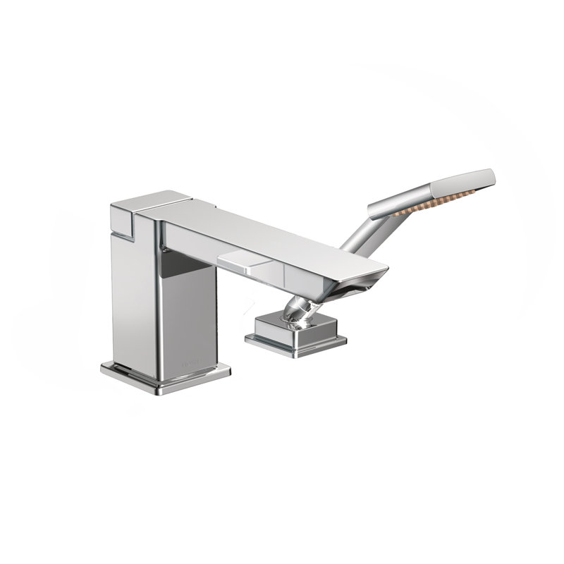 Garniture de robinet de baignoire romaine 90 degrés avec douchette, Nickel brossé