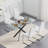 51" Rectangular Glass Dining Table for 4, Modern Kitchen Glass Top Table with Metal Legs, Clear Dining Table Kitchen Table for Home Office Dining Room-1170831279