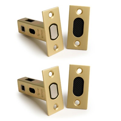 Loquet de porte tubulaire magnétique Mega Handles, loquet de porte extérieur magnétique, loquet de porte standard pour chaque porte - laiton satiné