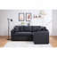 Canapé-lit modulaire en tissu PVC noir avec chargeur USB, porte-gobelets, accoudoirs de rangement l 84,5 po Donovan
