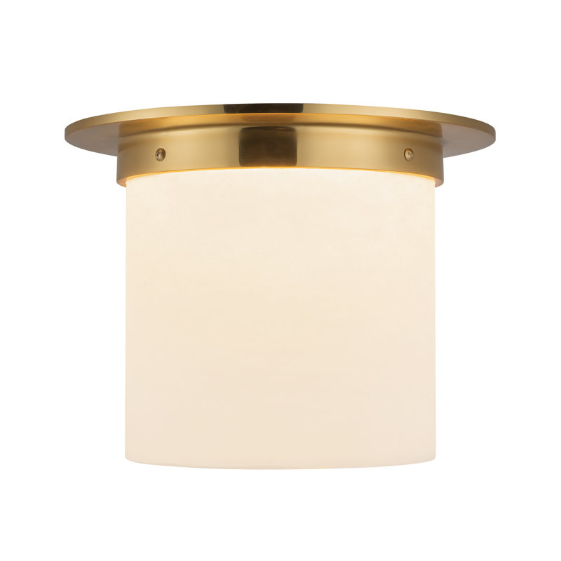 Mineral 11-in Brass Flush Mount, Alabaster, Brass