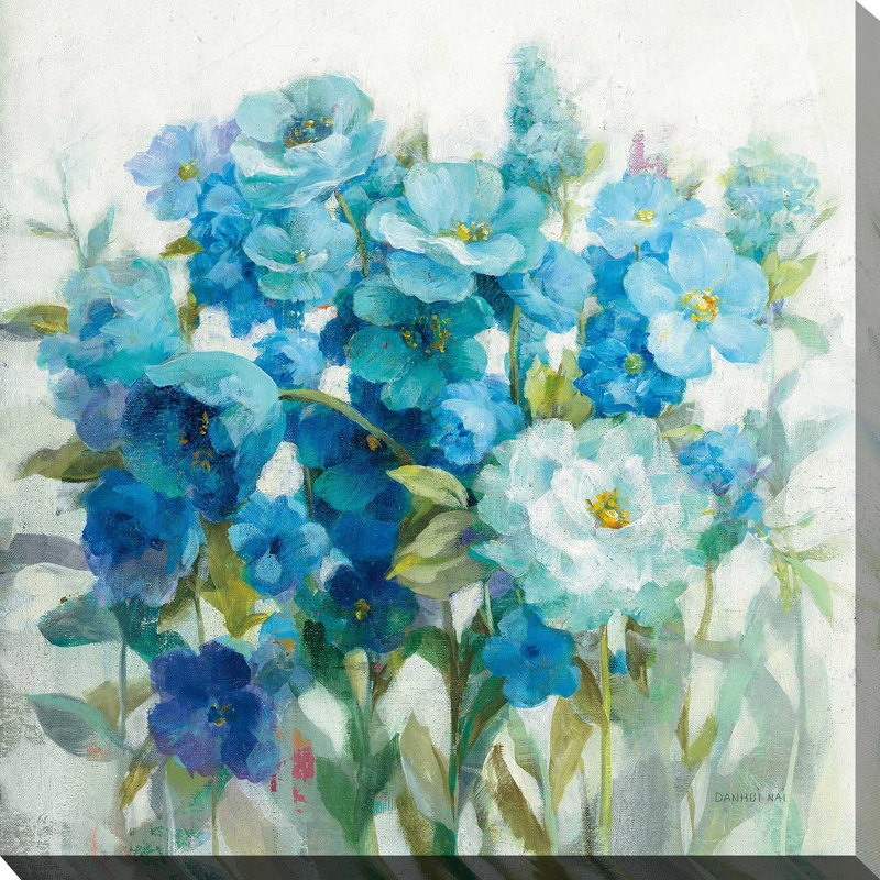 Summer Blues - Peinture, Toile tendue, H 18 po x l 18 po x P 1 po