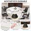 Table de salle à manger moderne 59,05 "en pierre artificielle ronde en acier au carbone noir pouvant accueillir 6 à 8 personnes