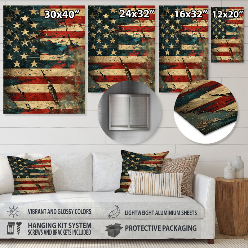 Liberté, drapeau des États-Unis - drapeau, art mural, salon, Métal métal, H 32 po x l 24 po x P 1 po