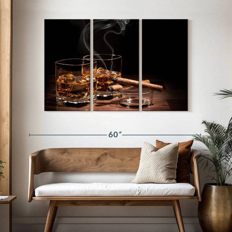 Yarlin Cigars With Whiskey, 32" H x 50" W